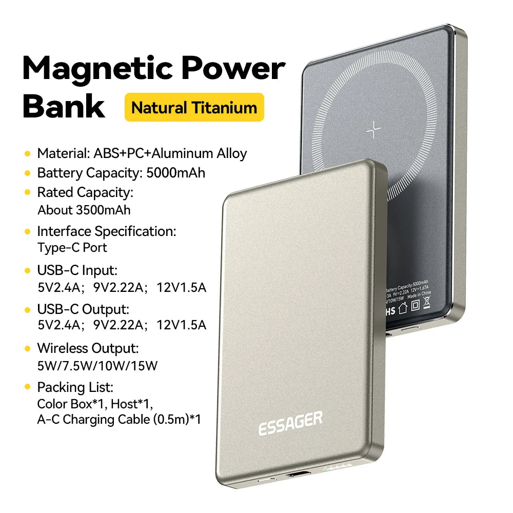 Ultra-Thin Titanium Magnetic Power Bank