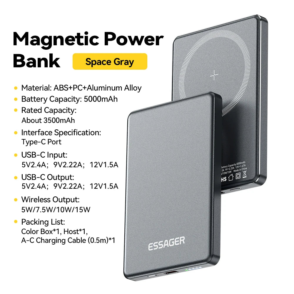 Ultra-Thin Titanium Magnetic Power Bank